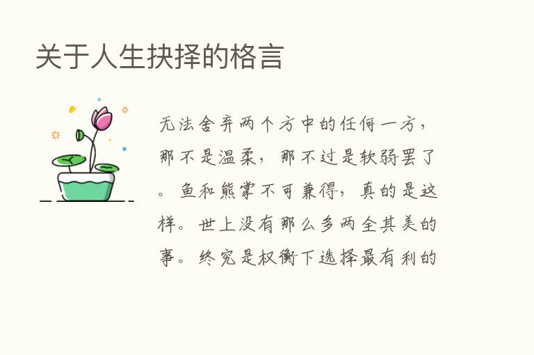 关于人生抉择的格言