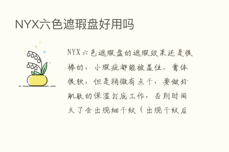 NYX六色遮瑕盘好用吗