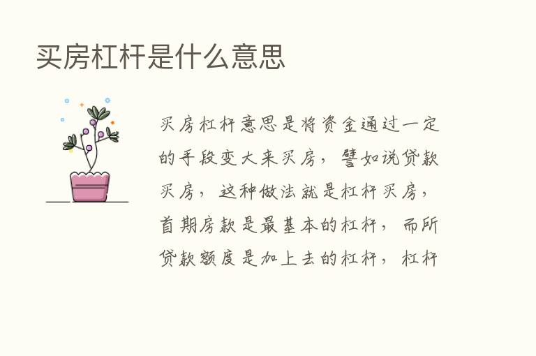 买房杠杆是什么意思