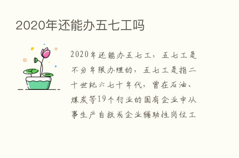 2020年还能办五七工吗