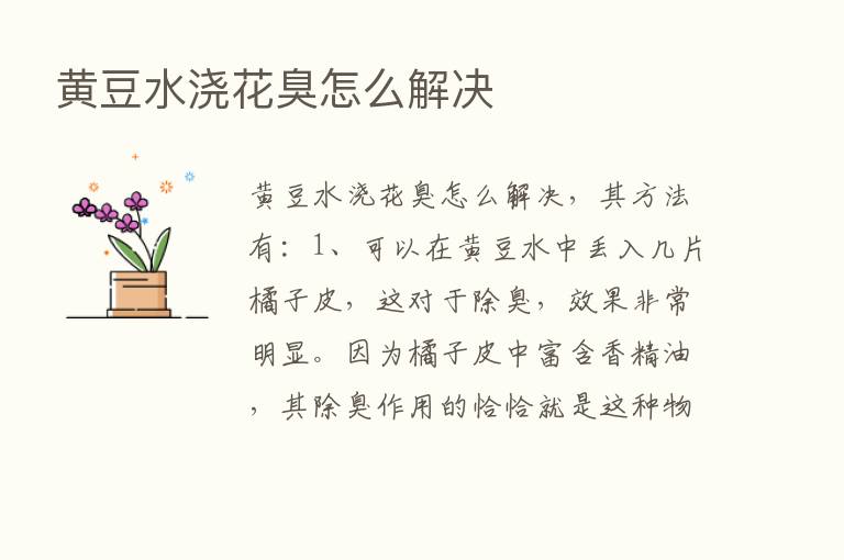 黄豆水浇花臭怎么解决