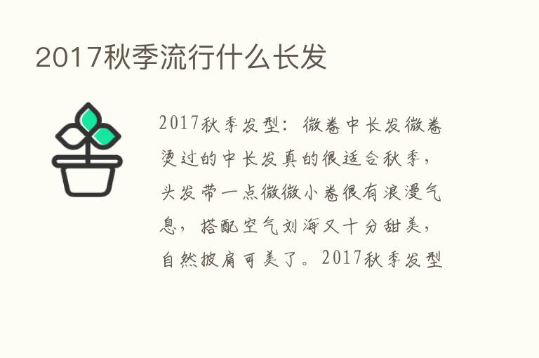 2017秋季流行什么长发