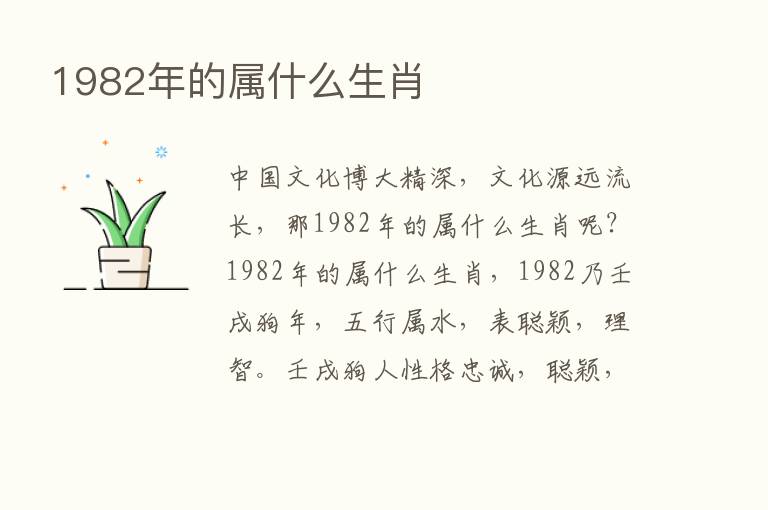 1982年的属什么生肖