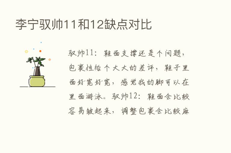 李宁驭帅11和12缺点对比