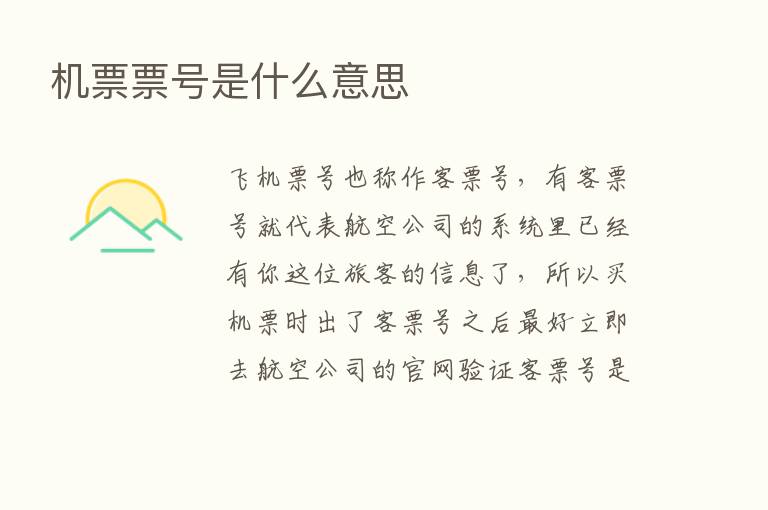 机票票号是什么意思