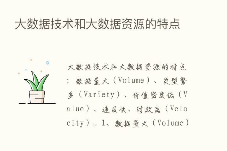 大数据技术和大数据资源的特点