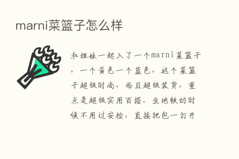 marni菜篮子怎么样