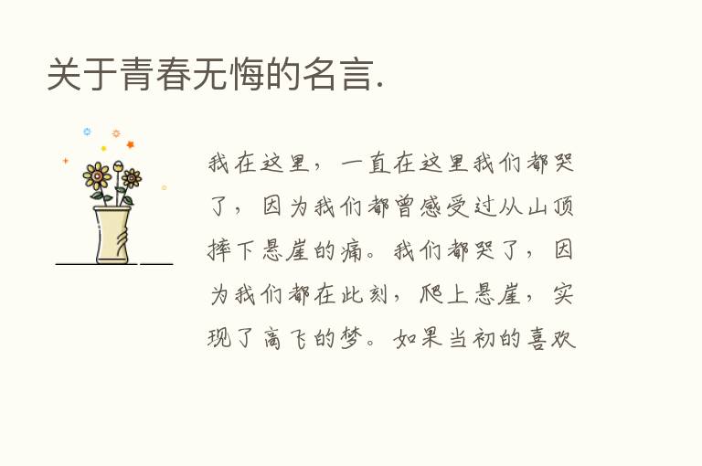 关于青春无悔的名言.