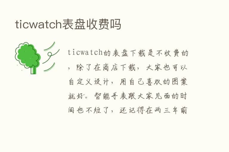 ticwatch表盘收费吗