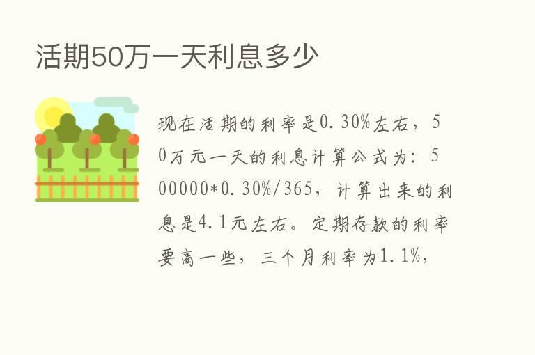 活期50万一天利息多少