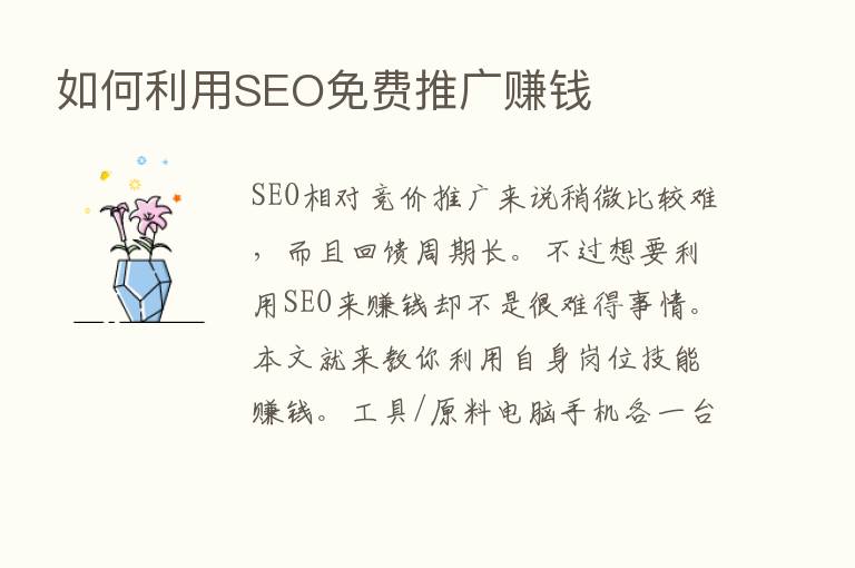 如何利用SEO免费推广赚前