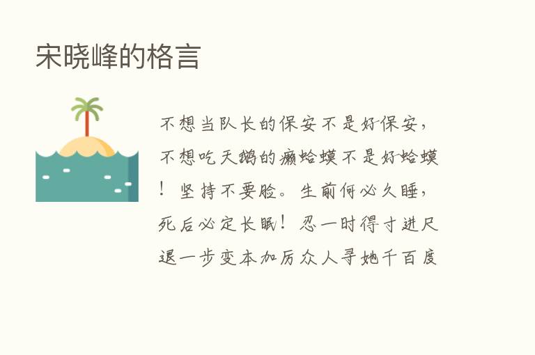 宋晓峰的格言