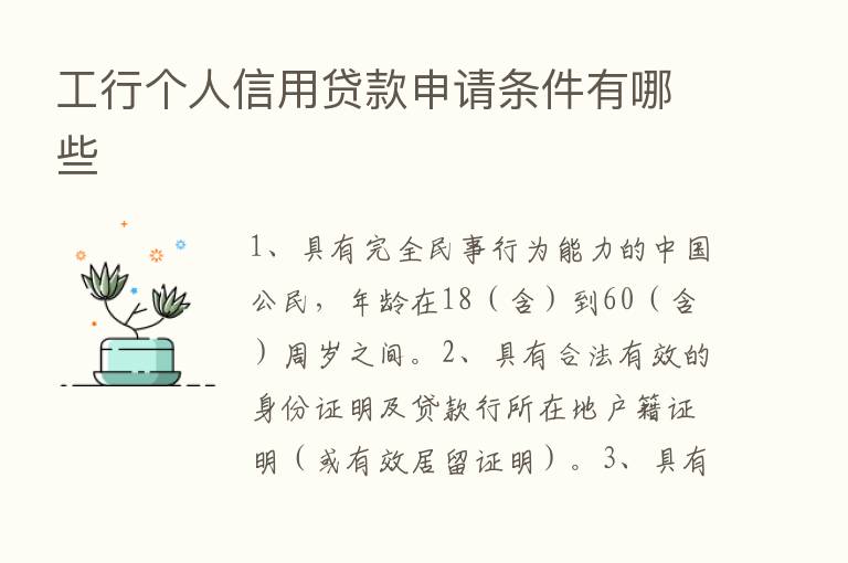 工行个人信用贷款申请条件有哪些