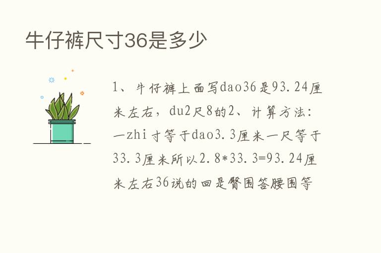 牛仔裤尺寸36是多少