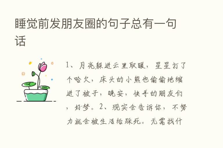 睡觉前发朋友圈的句子总有一句话