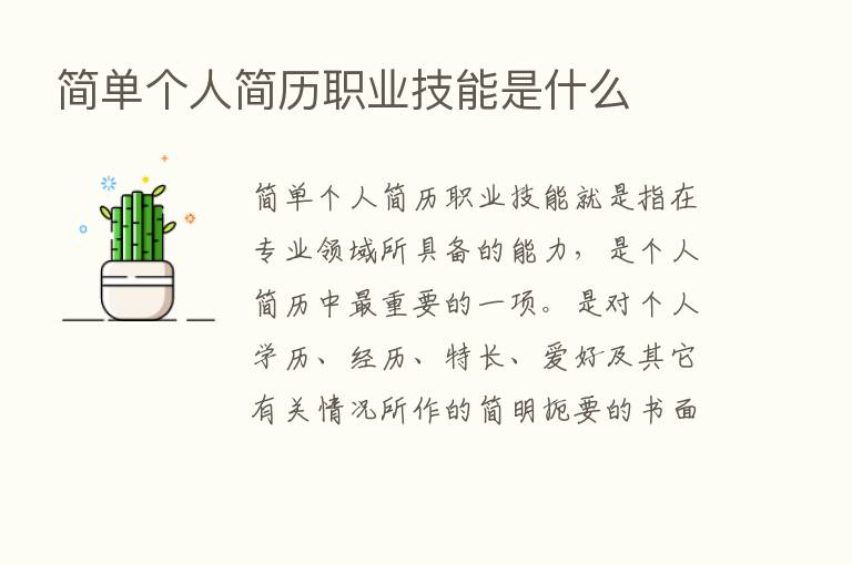 简单个人简历职业技能是什么