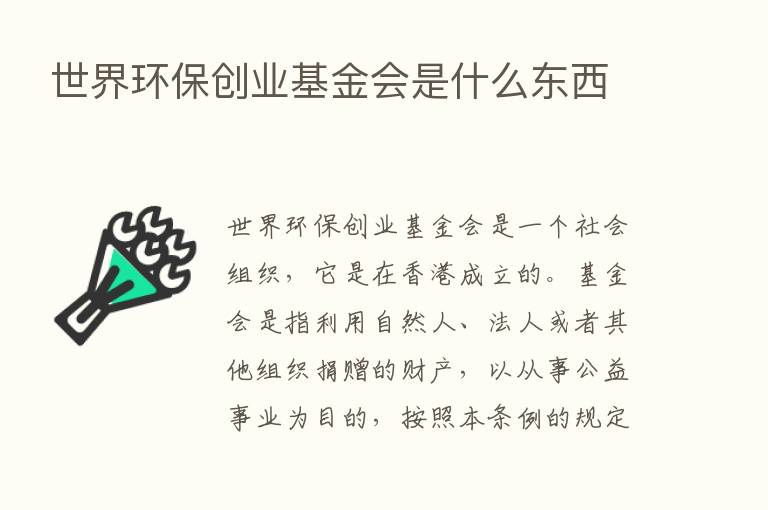 世界环保创业基金会是什么东西