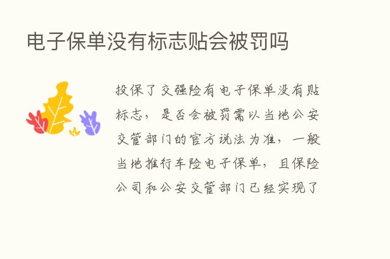 电子保单没有标志贴会被罚吗