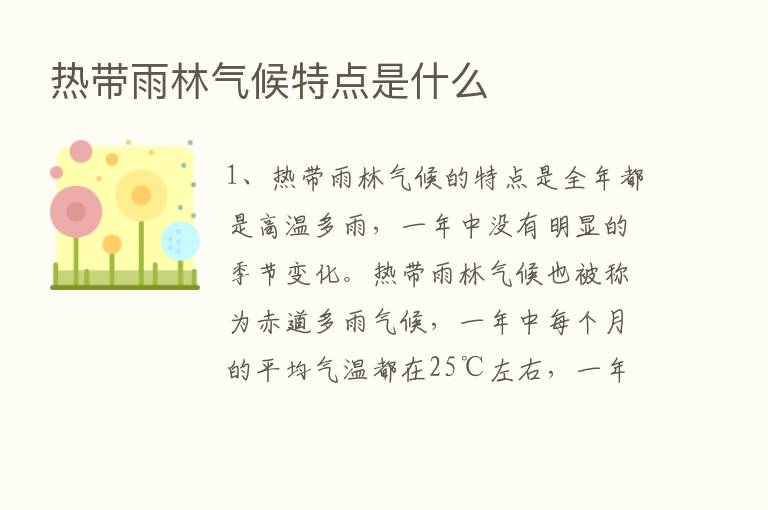 热带雨林气候特点是什么