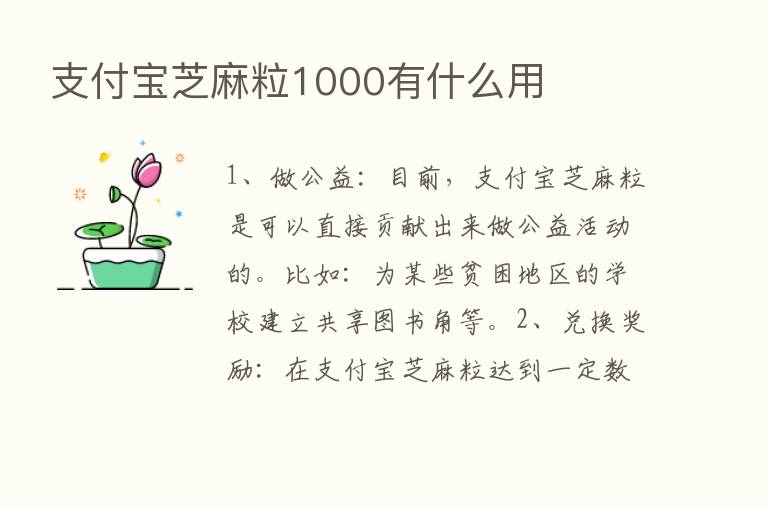 支付宝芝麻粒1000有什么用