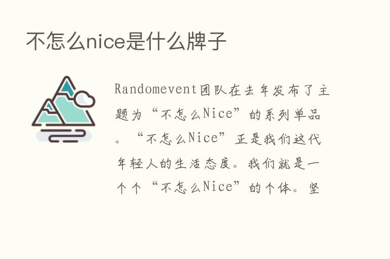 不怎么nice是什么牌子