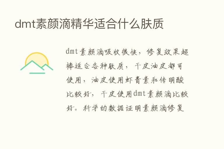 dmt素颜滴精华适合什么肤质