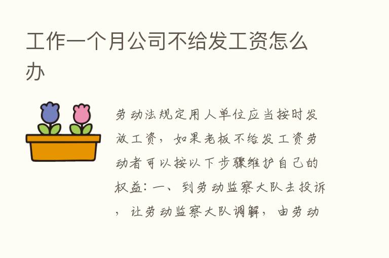 工作一个月公司不给发工资怎么办