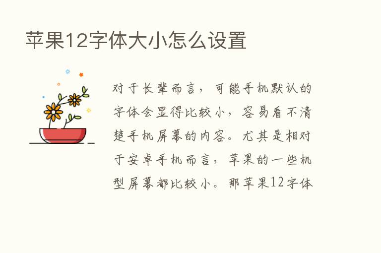 苹果12字体大小怎么设置