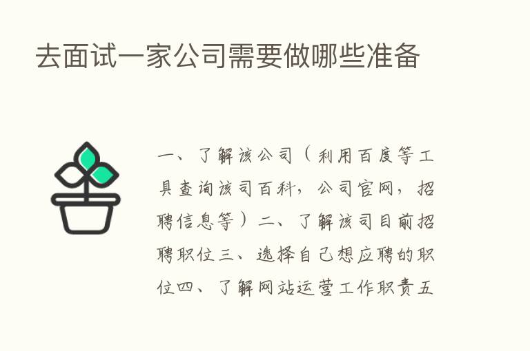 去面试一家公司需要做哪些准备