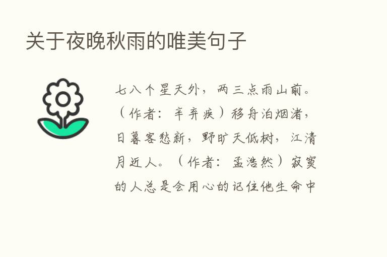 关于夜晚秋雨的唯美句子