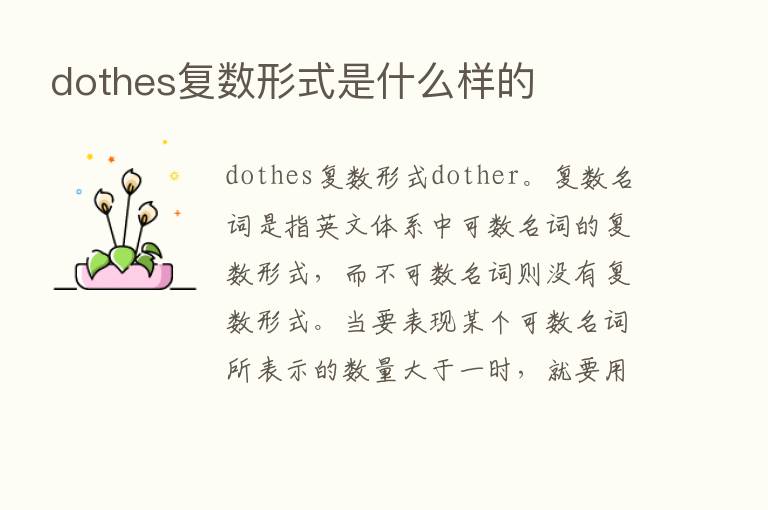 dothes复数形式是什么样的