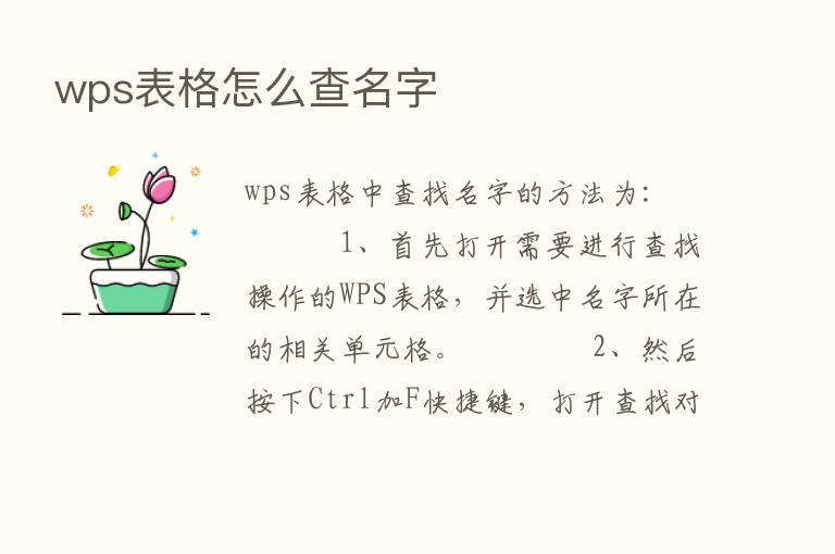 wps表格怎么查名字