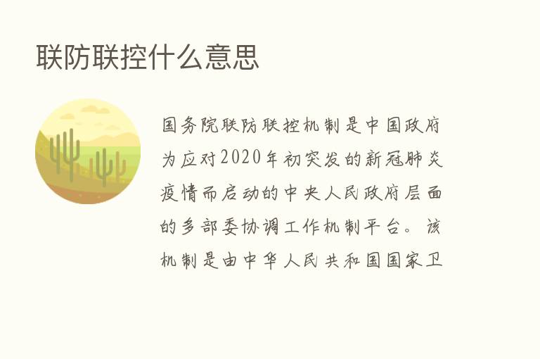 联防联控什么意思