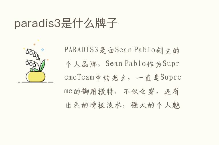 paradis3是什么牌子