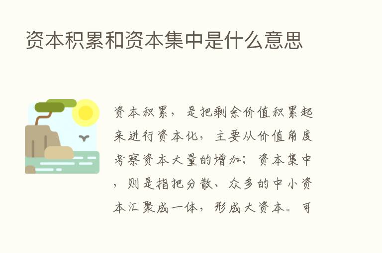 资本积累和资本集中是什么意思