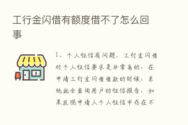 工行金闪借有额度借不了怎么回事