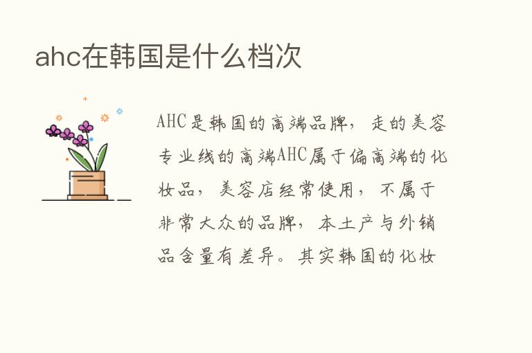 ahc在韩国是什么档次