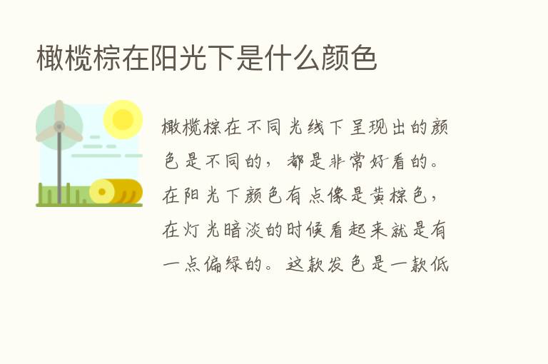 橄榄棕在阳光下是什么颜色