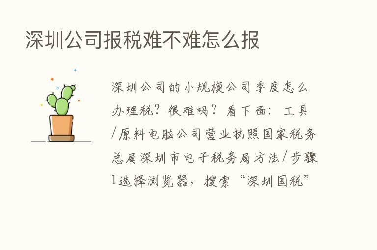 深圳公司报税难不难怎么报