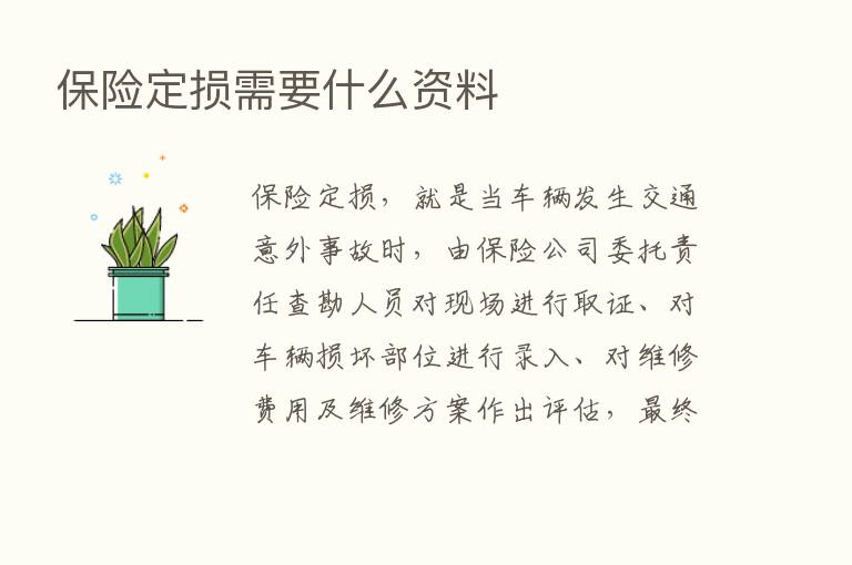       定损需要什么资料