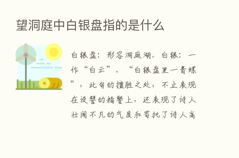 望洞庭中白银盘指的是什么