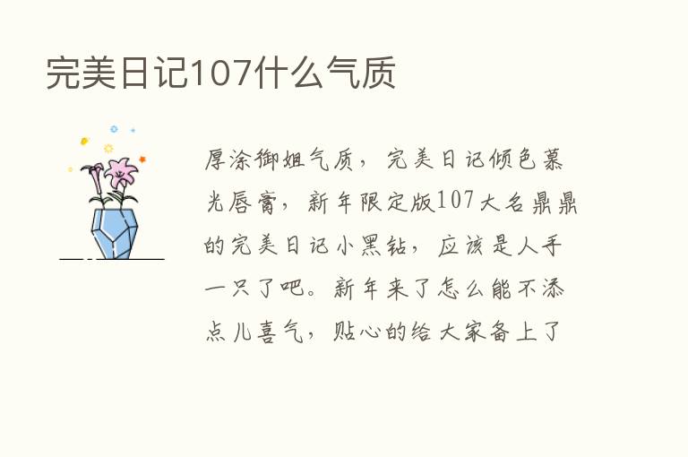 完美日记107什么气质