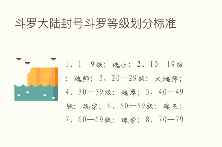 斗罗大陆封号斗罗等级划分标准