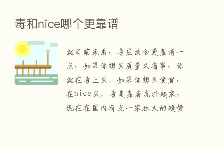 毒和nice哪个更靠谱