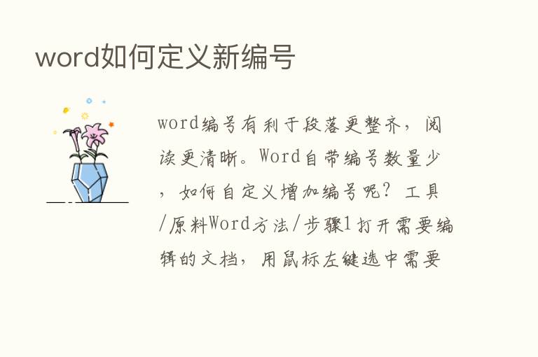 word如何定义新编号