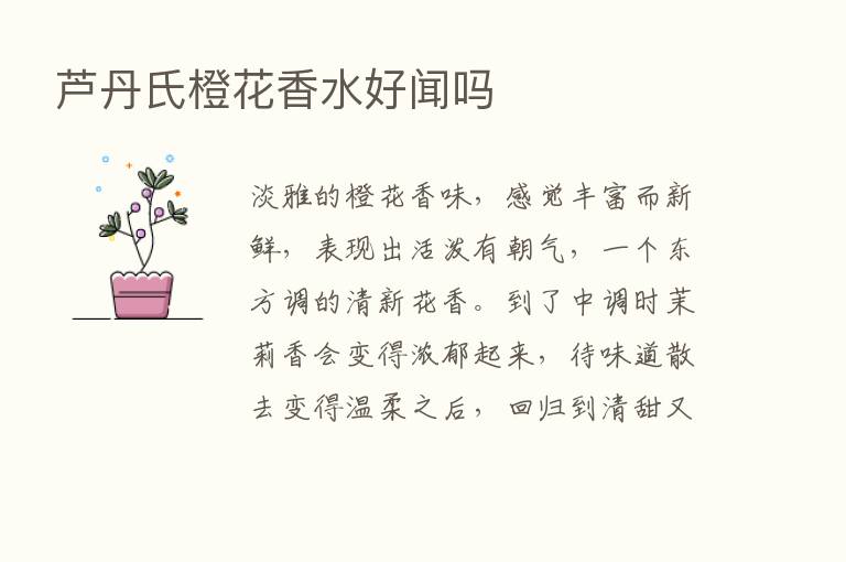 芦丹氏橙花香水好闻吗