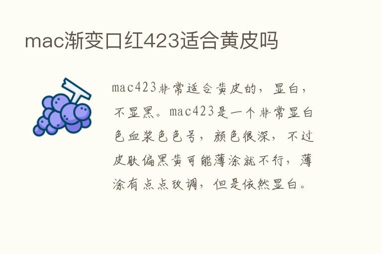 mac渐变口红423适合黄皮吗