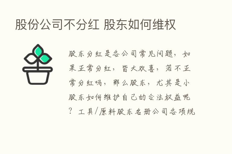 股份公司不分红 股东如何维权