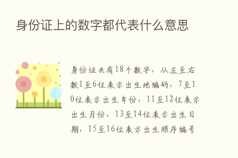 身份证上的数字都代表什么意思