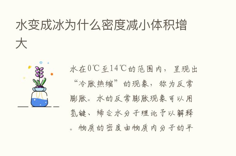 水变成冰为什么密度减小体积增大